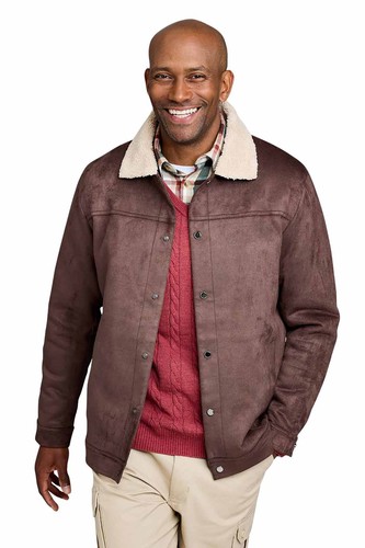 Mens sherpa lined faux - faux, suede