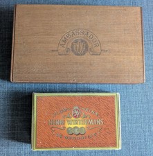 Wooden Empty Cigar Box Ambassador + Henri Wintermans 25 Senoritas. All empty