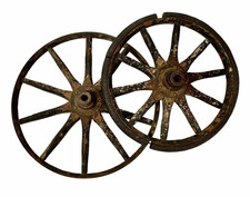 Mismatched Antique Set of Toy Pedal Car/Cart Wheels with Wood Spokes 10” & 9”