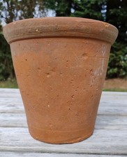 Antique Terracotta Clay Plant Pot- 8" tall, 8 & 3/4" wide -Handmade- Pot Bellied