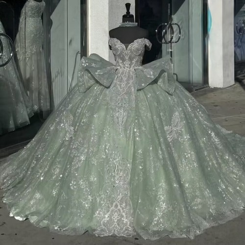 Green glitter quinceanera - green,