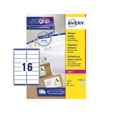 Avery White 99.1x33.9mm Laser Address Labels / 16 Per Page / 40 Sheets L7162-40
