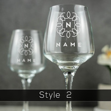 Personalised Engraved Modern Red Wine Glass Any Text and Your Own Message Gift