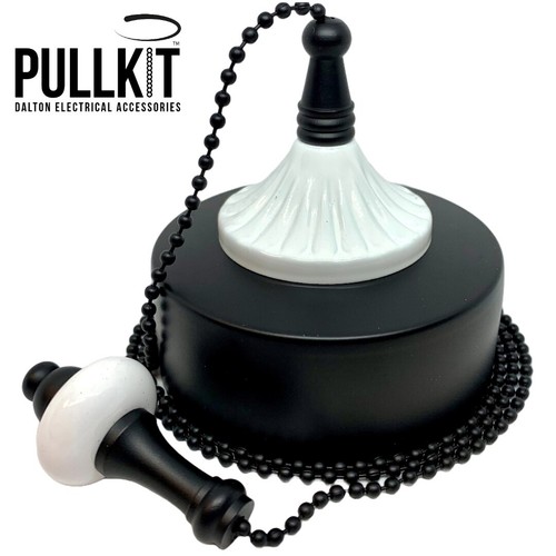 Black pull cord light switch - black,