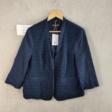 Bon March Jacket Navy Blue Jacket UK 16 57% Linen Light Summer Holiday