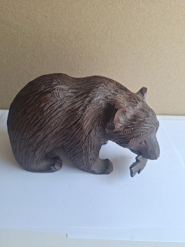 Vintage wooden bear carving - vintage,