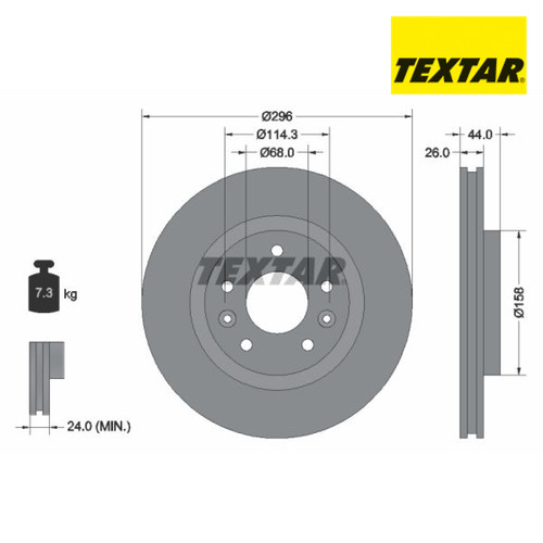 Brake disc textar - 92274203, for