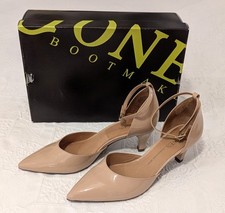 Nude patent leather medium pump heels ankle strap EU 37.5 UK 4.5 Jones Bootmaker