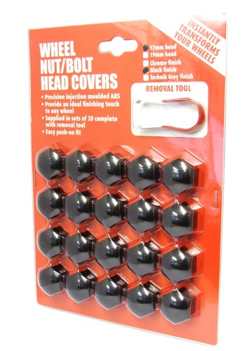 Black wheel nut covers fit - wheel,