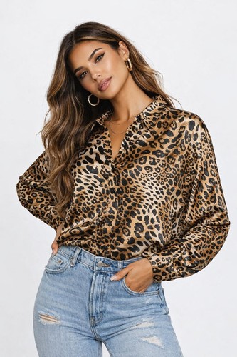 Plus satin leopard print - plus,