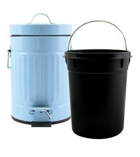 MSV 3 litres pastel blue metal detached small bathroom pedal bin