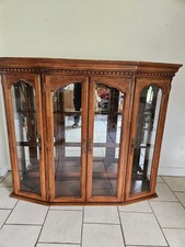 Vintage Bow Front Display Cabinet/Bookcase. Glass + Cherry Wood. Delivery Option