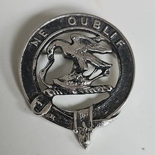 Vintage Scottish Clan Graham Brooch or Bonnet Badge Ne Oublif, 40mm X 52mm