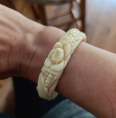 Vintage cream celluloid - celluloid, rose