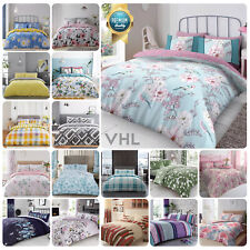 Clearance Bedding Reversible Duvet Cover Quilt Set With Pillowcases All Sizes UK