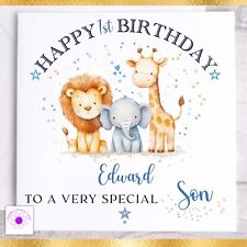 Personalised Birthday Card Safari Animals Son Grandson Nephew 1st 2nd 3rd 4th 5