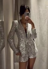 Zara Silver Sequin Blazer
