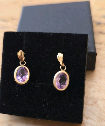 9ct gold amethyst stud - gold,