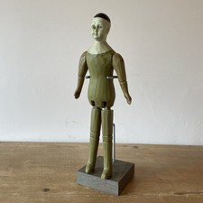 Vintage Wood Peg Doll On Stand