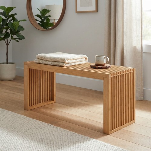 Sleek backless bamboo bench - bamboo,