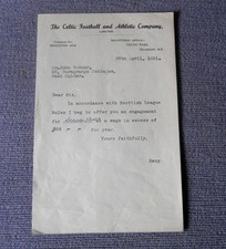 Vintage Official CELTIC Player Contract Willie Fernie 1951