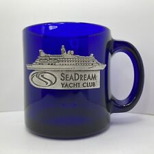 Vintage SeaDream Yacht Club dark blue heavy toughened glass mug made in USA
