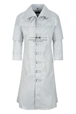 Pirate Captain Coat Full Length Overcoat White Costume Movie Coat Real LEATHER