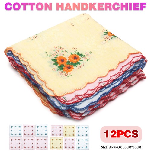 12pc lady handkerchiefs 100 - handkerchiefs, 100%