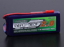 TURNIGY NANO-TECH 2000mAh 2S 7.4V 20C LIPO JST RC RECEIVER TRANSMITTER TX RX