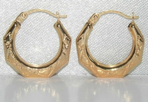 9ct gold creole hoop earrings - gold,