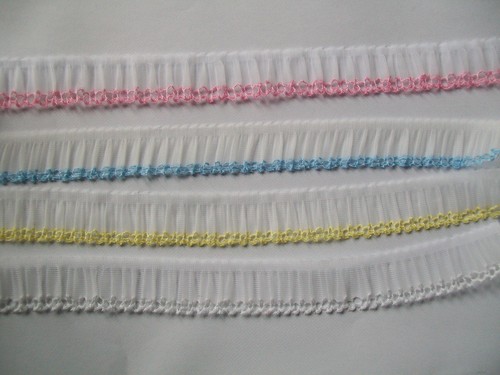 Crystal pleat gathered lace - crystal,