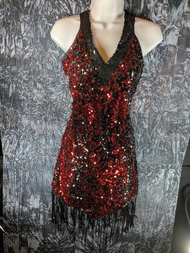 Sparkly red and black sequin - black,