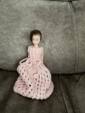 Vintage Knitted Toilet Roll Cover With Doll