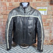 Dainese Leather Motorcycle Jacket 54 Black Grey CE Armour Biker Riding Jacket