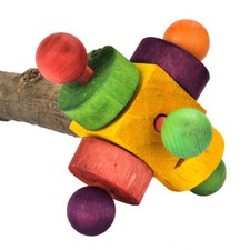Parrot Essentials Parrot Perch and Wooden Twirling Toy - Colourful Spinning Parr