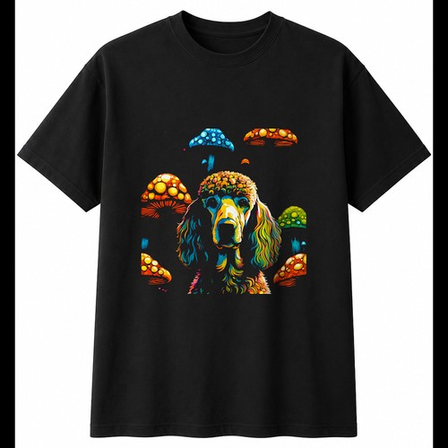 Colourful standard poodle with - colourful,