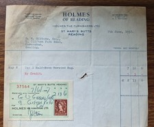 1957 Holmes of Reading, St Mary’s Butts, Rug Receipt & Invoice