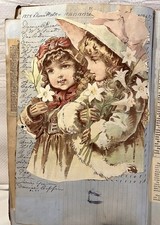 Large Victorian Scrapbook Pasted Over 1850’s / 1860’s Business Ledger, 80 Pages