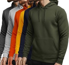 Mens Pullover Hoodie Hooded Sweatshirt Fleece Top Plain Hoody Jumper S - 5XL