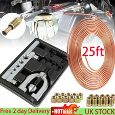 Brake Line Pipe Repair Kit 3/16" 25FT Copper Pipe Flaring Tool&20 Nuts Fittings