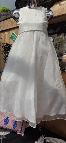 Girls ivory organza satin - ivory,