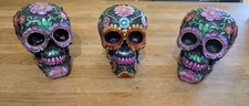 3 x  Skulls - Decorative Day Of The Dead Sugar Skulls Halloween Decorations