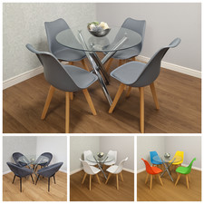 Round Glass Dining Table & 4
