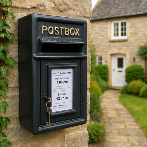 Classic post box black wall - post,