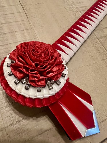 Red white velvet ribbon - white,