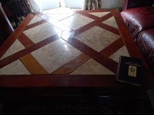A Large And Heavy Grange Office Table  Marble Inlay