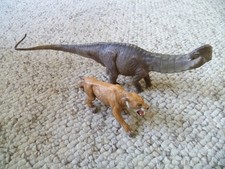 Papo Apatosaurus Dinosaur 15" Long plus Papo Sabre Tooth Tiger Smilodon