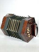 Antique German 20 Button Concertina Accordion 1920s Steel Reeds PartsRestoration