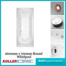 Round 1600mm x 700mm Single Ended Bath Tub Whirlpool Spa Lights 6-8-11 Jets