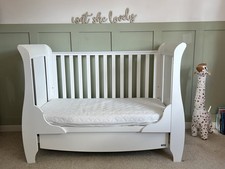 Tutti Bambini 3 in1 Katie Cot Bed & Mattress White Sleigh